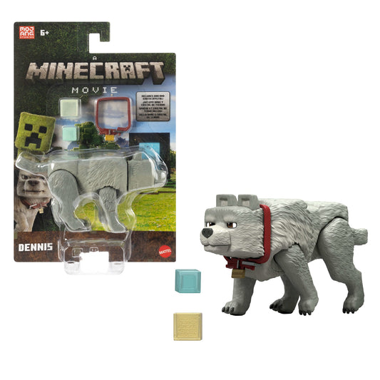 Minecraft Dennis The Wolf Action Figure & Accessories, 3.25-Inch Toy Set Inspired By A Minecraft Movie